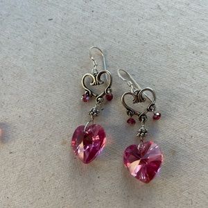 Swarovski crystal heart earrings.